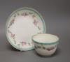 A Chelsea Derby teabowl and saucer painted with flowers, c.1778, blue Crown Derby mark with no batons, diameter 13cm                                                                                                        