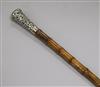 A Victorian silver topped walking cane/dandy stick length 122cm                                                                        