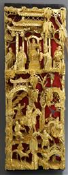 A Chinese giltwood wall panel, carved with figures length 49cm                                                                         