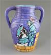 A Clarice Cliff 'Knight Errant' Inspiration lotus jug, c.1930, height 29.5cm, damaged                                                  