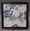 A Chinese blue and white porcelain plaque, framed Diameter 29cm                                                                        