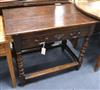 An 18th century and later oak side table W.85cm                                                                                        