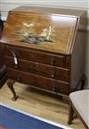 A lacquered walnut bureau W.81cm                                                                                                       