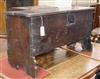 An early 18th century oak sabre chest W.95cm                                                                                           