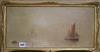 Early 20th century oil on panel, Shipping in mist 22 x 47cm.                                                                           