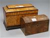 A birds eye maple tea caddy and a walnut caddy longest 33cm                                                                            