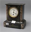 A late 19th century French eight day black and rouge marble mantel timepiece height 25cm                                               