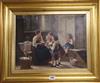 French School, 19th century interior with a family group, oil on board, 30.5 x 40.5cm                                                  