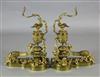 A pair of Louis XVI style ormolu chenets, width 16in. height 21in.                                                                     