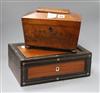 A Victorian writing slope and a tea caddy slope length 36cm                                                                            