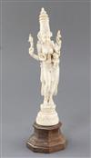 An Indian carved ivory figure of Parvati and Ganesh, c.1900, overall height 30.5cm                                                     