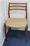 Nils Moller, set of four rush seated Danish chairs, model 78                                                                           