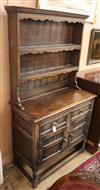 An oak dresser and rack W.92cm                                                                                                         