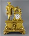 Dupuis à Paris. A mid 19th century French ormolu mantel clock, width 16in. depth 6in. height 22in.                                     