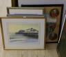 Sussex Interest: A watercolour of the West Pier, Brighton by Cecil Rice, 25 x 35cm, a Graham Clark print, 'Vita's White Garden', 27 x 34cm and two limited edition prints by Kathleen Caddick and Darren Wallace            