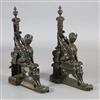 A pair of 19th century French bronze chenets, length 14in. height 22in.                                                                