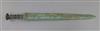 A Chinese bronze short sword, Han dynasty or later, L. 46cm                                                                            