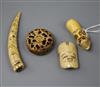 Four Japanese staghorn netsuke, 19th century                                                                                           