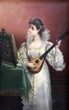 Emile Gambogi Lady playing a mandolin, 26 x 17in.                                                                                      