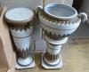 An Italian painted urn on pedestal and a similar pedestal lamp. Largest 132 height.                                                                                                                                         