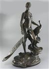 A. Falviere. A bronze group of a nude woman standing beside a peacock, 29.5in.                                                         