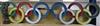 A pair of illuminated aluminium olympic rings length 112.5cm                                                                           