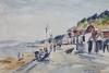 Italian School, watercolour, Figures along the promenade, signed and dated 1952, 37 x 54cm                                                                                                                                  