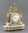 A Louis XVI revival ormolu mounted marble mantel clock, 16.25in.                                                                       