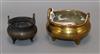 Two Chinese bronze tripod censers                                                                                                      