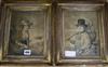 19th century, pair of coloured aquatints, 23 x 17cm, gilt framed                                                                       