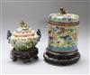 A Chinese cloisonne enamelled jar and cover with stand and a Japanese Kutani koro and cover with stand                                 