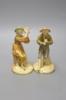 A pair of Royal Worcester figures of Stephen and companion, he with a flute and she with a tambourine, c.1890's, shot enamel mark, height 15cm                                                                              