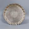 A George II silver waiter, with shell border, Richard Abercrombie, London, 1745, 19cm, 9oz.                                                                                                                                 