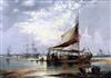 19th century Dutch School Shipping along the Dutch coast 14 x 20in.                                                                    