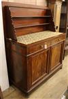 A late 19th century French mahogany hinged top buffet W.136cm                                                                          