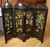 A Chinese four fold lacquer screen W.116cm                                                                                             