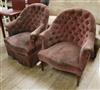 A pair of Victorian buttoned tub chairs                                                                                                