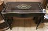 A 19th century French brass inlaid ebonised side table W.88cm                                                                          