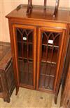 An Edwardian satinwood banded mahogany two door china display cabinet W.58cm                                                           