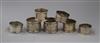 A pair of late Victorian silver napkin rings and five other silver napkin rings.                                                       