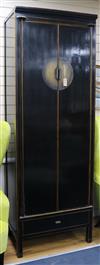 A Chinese lacquer tall wardrobe W.80cm                                                                                                 