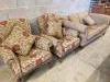 A Victorian style two seater sofa and a pair of armchairs, sofa length 178cm, depth 90cm, height 78cm                                                                                                                       