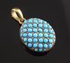 A Victorian gold, pave set turquoise and rose cut diamond set pendant locket, 29mm.                                                    