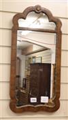 A Queen Anne style gilt edged walnut wall mirror W.30cm                                                                                