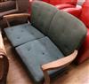 A French limed oak open arm settee W.138cm                                                                                             