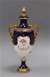 A Coalport pedestal vase and cover height 25cm                                                                                         