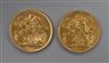 Two gold full sovereigns, 1898 and 1909.                                                                                               