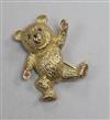A 9ct gold and gem set teddy bear brooch, 31mm.                                                                                        