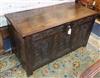 A mid 17th century oak coffer W.116cm                                                                                                  