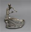 A WMF Art Nouveau figural dish of a girl with a bird height 18cm approx.                                                               